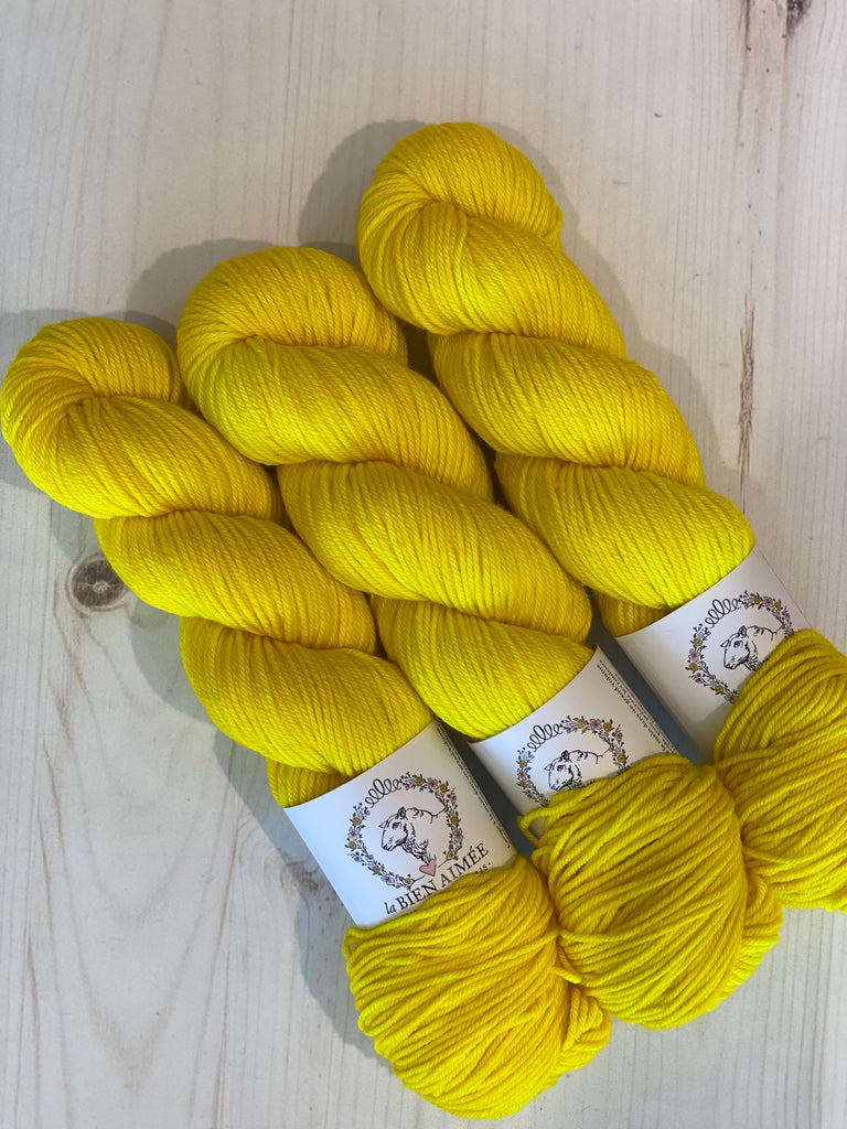 Cab Yellow Hand Dyed Merino Wool Yarn DK / Sport Wt - ewe and me yarns